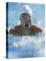 Close-up of a Young Man Swimming the Breaststroke-null-Stretched Canvas