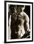 Close-up of a Young Man Working Out with Dumbbells-null-Framed Photographic Print