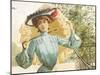 Close-Up of a Young Woman Holding an Umbrella, Austria-null-Mounted Giclee Print