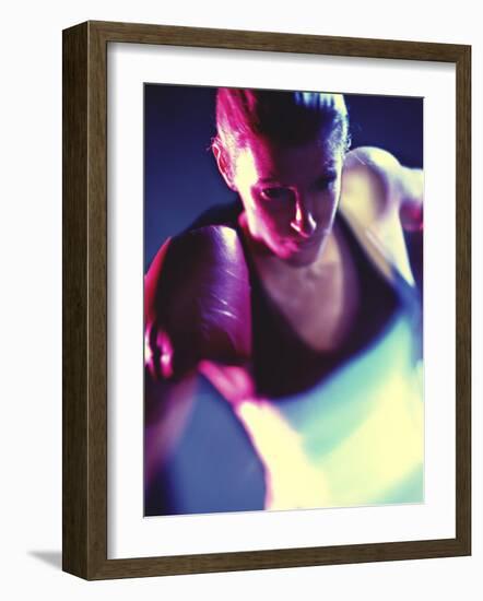 Close-up of a Young Woman Wearing Boxing Gloves-null-Framed Photographic Print