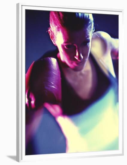 Close-up of a Young Woman Wearing Boxing Gloves-null-Framed Photographic Print