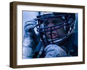 Close-up of an American Football Player Wearing a Helmet-null-Framed Photographic Print