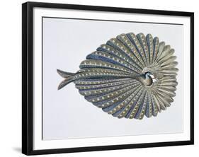 Close-Up of an Argus Pheasant Dancing with its Wings-null-Framed Giclee Print