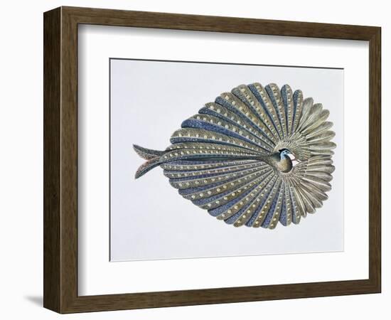 Close-Up of an Argus Pheasant Dancing with its Wings-null-Framed Giclee Print