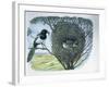Close-Up of an Australian Magpie Holding an Insect for its Youngs-null-Framed Giclee Print