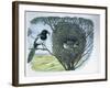 Close-Up of an Australian Magpie Holding an Insect for its Youngs-null-Framed Giclee Print