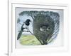 Close-Up of an Australian Magpie Holding an Insect for its Youngs-null-Framed Giclee Print