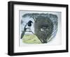 Close-Up of an Australian Magpie Holding an Insect for its Youngs-null-Framed Giclee Print