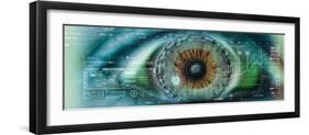 Close-Up of an Eye with Tech Diagrams in Abstract-null-Framed Photographic Print