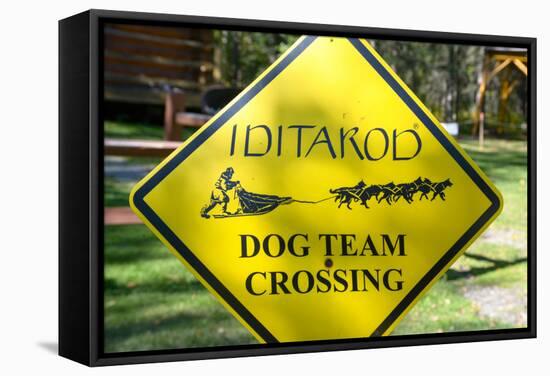 Close-up of an Iditarod Crossing Sign, Alaska-Rick Daley-Framed Stretched Canvas