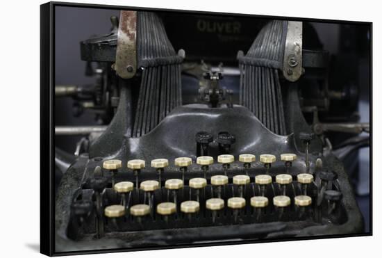 Close-up of antique typewriter.-Julien McRoberts-Framed Stretched Canvas