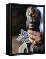 Close-Up of Blacksmith's Hands Working on Metal Cross, Axoum (Axum) (Aksum), Tigre Region, Ethiopia-Bruno Barbier-Framed Stretched Canvas