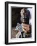 Close-Up of Blacksmith's Hands Working on Metal Cross, Axoum (Axum) (Aksum), Tigre Region, Ethiopia-Bruno Barbier-Framed Premium Photographic Print