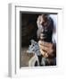 Close-Up of Blacksmith's Hands Working on Metal Cross, Axoum (Axum) (Aksum), Tigre Region, Ethiopia-Bruno Barbier-Framed Premium Photographic Print