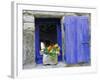 Close-Up of Blue Shutter, Window and Yellow Pansies, Villefranche Sur Mer, Provence, France-Bruno Morandi-Framed Photographic Print