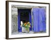 Close-Up of Blue Shutter, Window and Yellow Pansies, Villefranche Sur Mer, Provence, France-Bruno Morandi-Framed Photographic Print