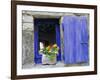 Close-Up of Blue Shutter, Window and Yellow Pansies, Villefranche Sur Mer, Provence, France-Bruno Morandi-Framed Photographic Print