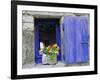 Close-Up of Blue Shutter, Window and Yellow Pansies, Villefranche Sur Mer, Provence, France-Bruno Morandi-Framed Photographic Print