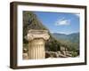 Close-Up of Capital on a Column with Hills in the Background, at Delphi, Greece-Ken Gillham-Framed Photographic Print