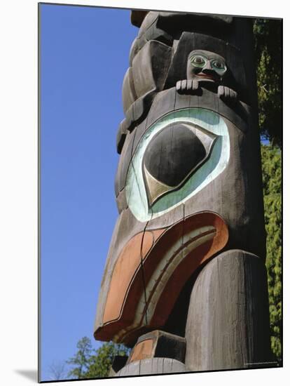 Close-up of Carved Totem in Vancouver, British Columbia, Canada-Robert Harding-Mounted Photographic Print