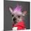 Close-Up Of Chinese Crested Dog With Pink Mohawk, 4 Years Old, In Front Of Grey Background-Life on White-Mounted Photographic Print