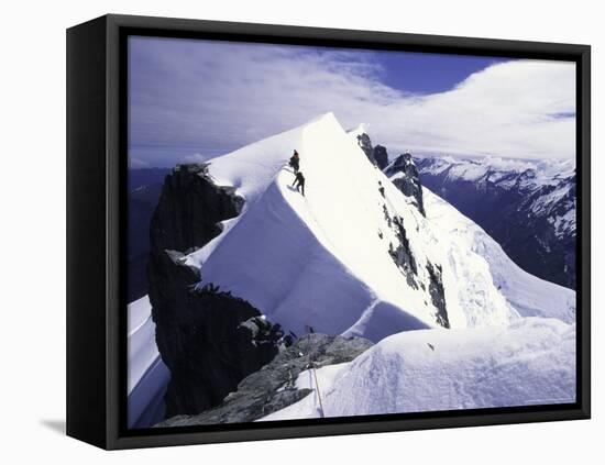 Close up of Climbers on Mt. Aspiring, New Zealand-Michael Brown-Framed Stretched Canvas