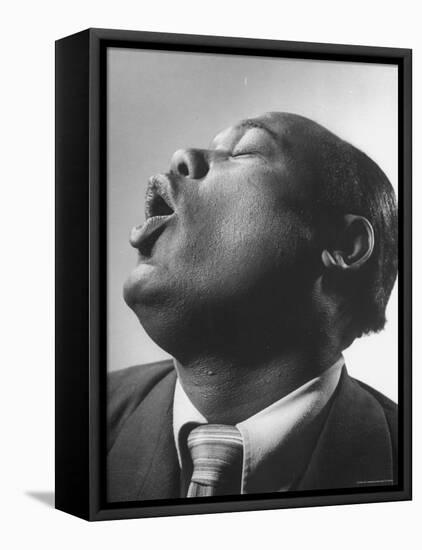 Close Up of Conductor of St. Paul's Baptist Church Choir, Earl Hines Singing-Loomis Dean-Framed Stretched Canvas