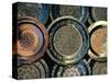 Close-up of Copper Trays for Sale, Morocco, Africa-Ken Gillham-Stretched Canvas