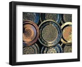 Close-up of Copper Trays for Sale, Morocco, Africa-Ken Gillham-Framed Photographic Print