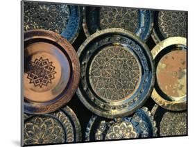 Close-up of Copper Trays for Sale, Morocco, Africa-Ken Gillham-Mounted Photographic Print