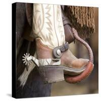 Close-Up of Cowboy Boot and Spurs at Sombrero Ranch, Craig, Colorado, USA-Carol Walker-Stretched Canvas