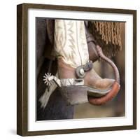 Close-Up of Cowboy Boot and Spurs at Sombrero Ranch, Craig, Colorado, USA-Carol Walker-Framed Photographic Print