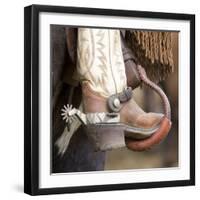 Close-Up of Cowboy Boot and Spurs at Sombrero Ranch, Craig, Colorado, USA-Carol Walker-Framed Photographic Print