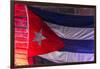 Close-up of Cuban Flag on brick wall in a Nightclub, Havana, Cuba-Panoramic Images-Framed Photographic Print