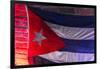 Close-up of Cuban Flag on brick wall in a Nightclub, Havana, Cuba-Panoramic Images-Framed Photographic Print