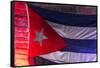 Close-up of Cuban Flag on brick wall in a Nightclub, Havana, Cuba-Panoramic Images-Framed Stretched Canvas