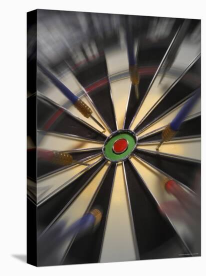 Close-up of Darts on a Dartboard-null-Stretched Canvas