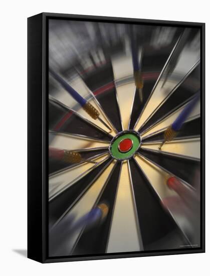 Close-up of Darts on a Dartboard-null-Framed Stretched Canvas