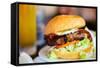 Close up of Delicious Fresh Burger with Cheese and Bacon-BlueOrange Studio-Framed Stretched Canvas