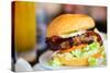 Close up of Delicious Fresh Burger with Cheese and Bacon-BlueOrange Studio-Stretched Canvas