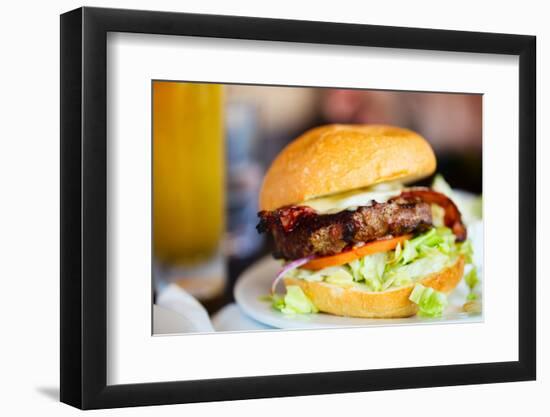 Close up of Delicious Fresh Burger with Cheese and Bacon-BlueOrange Studio-Framed Photographic Print