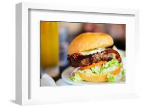 Close up of Delicious Fresh Burger with Cheese and Bacon-BlueOrange Studio-Framed Photographic Print