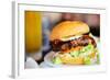 Close up of Delicious Fresh Burger with Cheese and Bacon-BlueOrange Studio-Framed Photographic Print