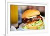 Close up of Delicious Fresh Burger with Cheese and Bacon-BlueOrange Studio-Framed Photographic Print