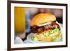 Close up of Delicious Fresh Burger with Cheese and Bacon-BlueOrange Studio-Framed Photographic Print