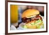 Close up of Delicious Fresh Burger with Cheese and Bacon-BlueOrange Studio-Framed Photographic Print