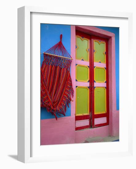 Close-up of Doorway and Hammock, Raquira, Boyaca Region, Columbia, South America-D Mace-Framed Photographic Print