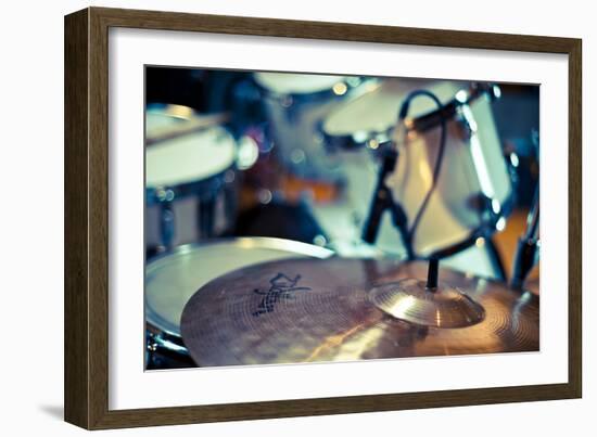 Close Up of Drum Kit with Cymbal and Tom Toms-Will Wilkinson-Framed Photographic Print