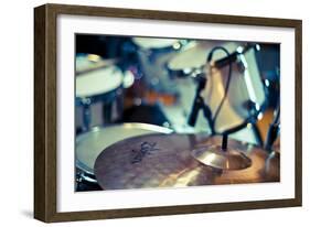 Close Up of Drum Kit with Cymbal and Tom Toms-Will Wilkinson-Framed Photographic Print