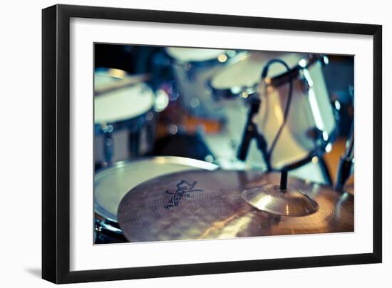 Close Up of Drum Kit with Cymbal and Tom Toms-Will Wilkinson-Framed Premium Photographic Print